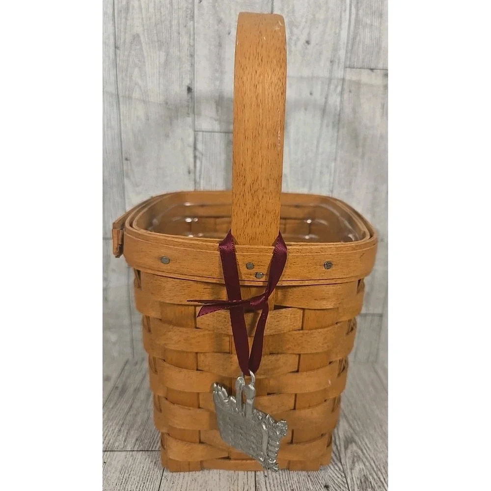 Longaberger Basket with Charm Vertical Handled 1993 Protector 10